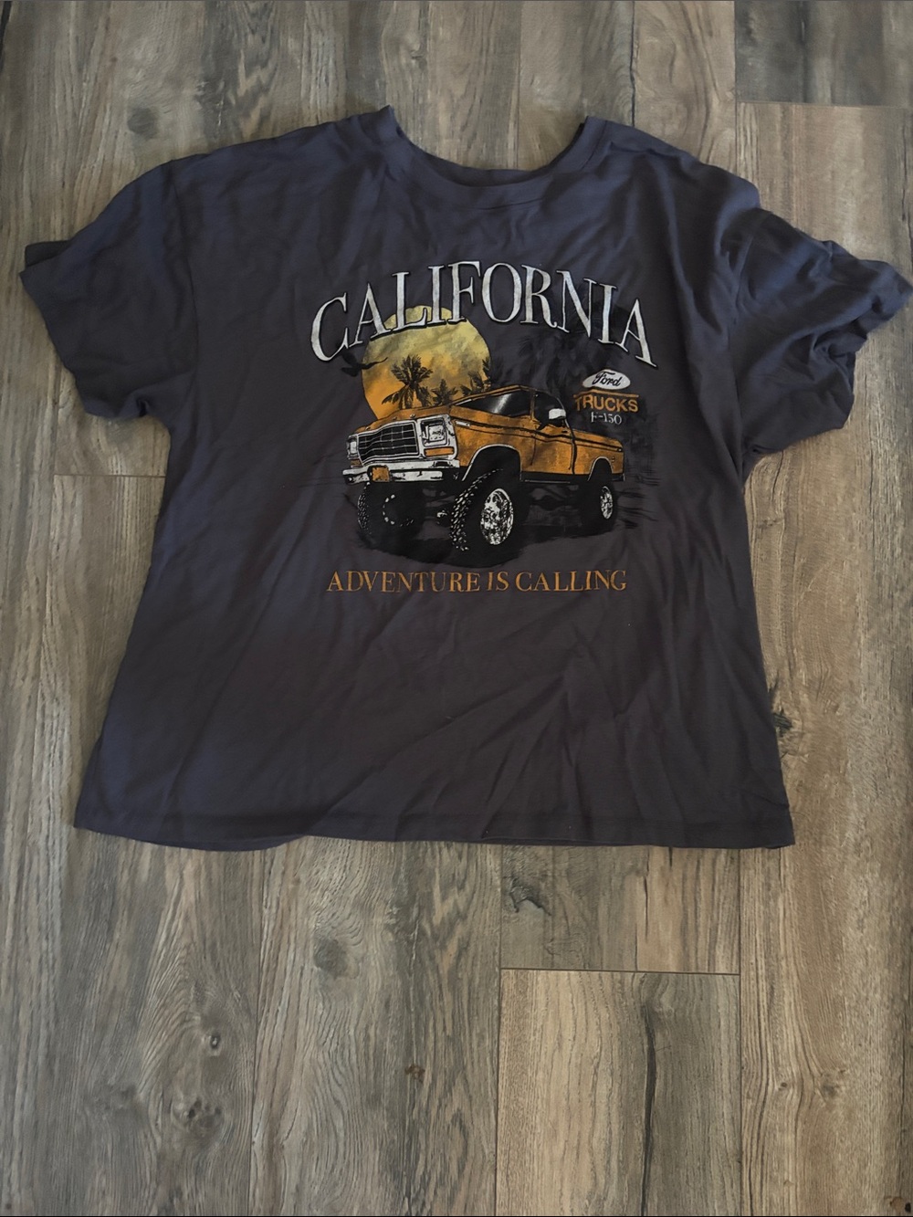 Hybrid Apparel Navy Short Sleeve Tee with Yellow Truck Graphic
